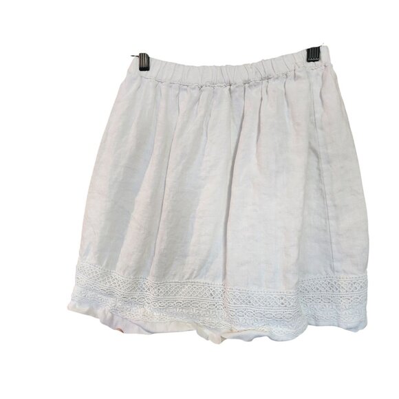 Banana Republic White Lace Trim Mini Skirt 100% Linen Lined Size 0 - Picture 2 of 3